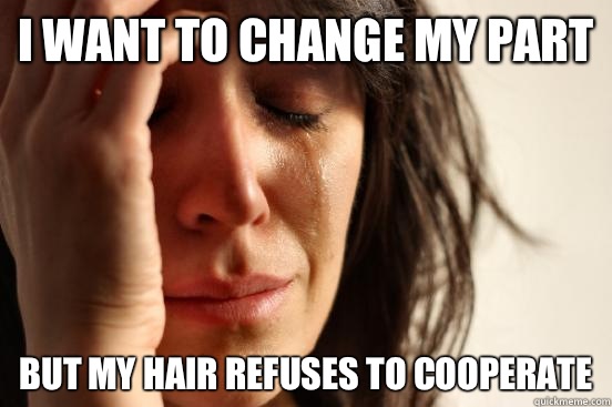 I want to change my part But my hair refuses to cooperate - I want to change my part But my hair refuses to cooperate  First World Problems
