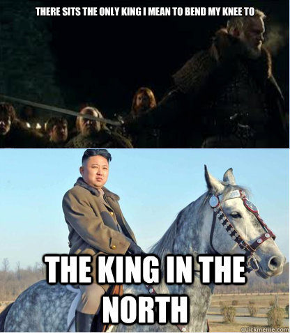 There sits the only king i mean to bend my knee to The king in the north  