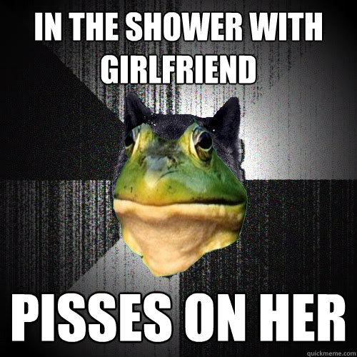 in the shower with girlfriend pisses on her  