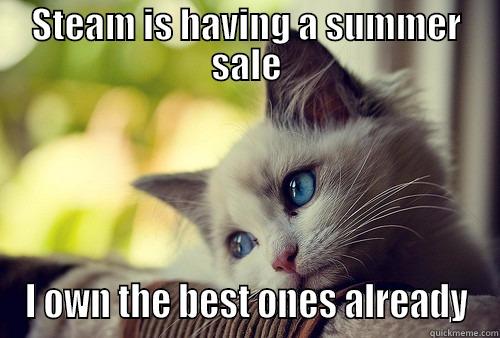 STEAM IS HAVING A SUMMER SALE I OWN THE BEST ONES ALREADY First World Problems Cat
