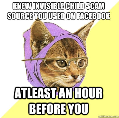 Knew Invisible Child scam source you used on facebook atleast an hour before you   Hipster Kitty