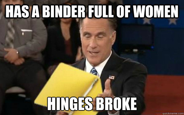 has a Binder full of women hinges broke - has a Binder full of women hinges broke  Binder Blunder Romney