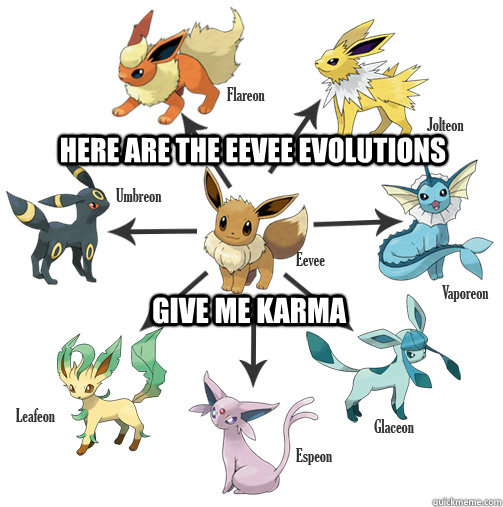 Here are the eevee evolutions give me karma - Here are the eevee evolutions give me karma  Misc