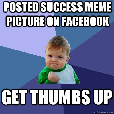 posted success meme picture on facebook get thumbs up - posted success meme picture on facebook get thumbs up  Success Kid