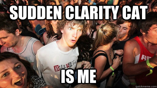 Sudden Clarity Cat is me  Sudden Clarity Clarence