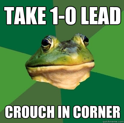 Take 1-0 lead Crouch in corner  Foul Bachelor Frog