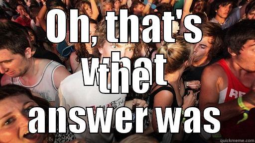 OH, THAT'S WHAT THE ANSWER WAS Sudden Clarity Clarence