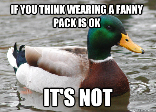 If you think wearing a fanny pack is ok it's not  Actual Advice Mallard