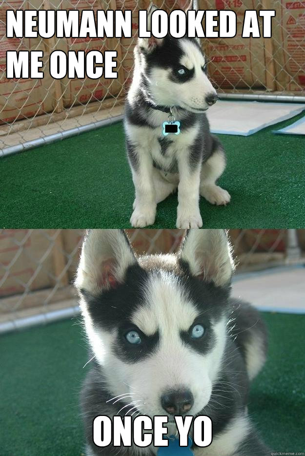 Neumann looked at me once once yo  Insanity puppy