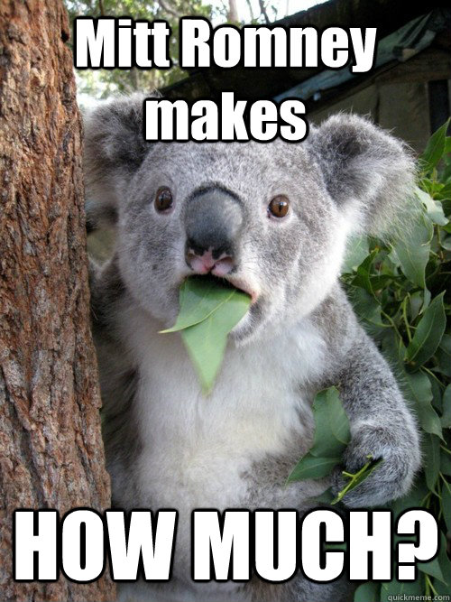 Mitt Romney makes HOW MUCH?  Shocked Koala