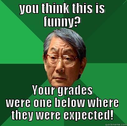 YOU THINK THIS IS FUNNY? YOUR GRADES WERE ONE BELOW WHERE THEY WERE EXPECTED! High Expectations Asian Father