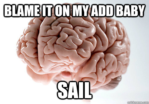 BLAME IT ON MY ADD BABY SAIL  Scumbag Brain
