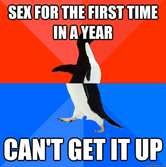 sex for the first time in a year can't get it up  Socially Awesome Awkward Penguin