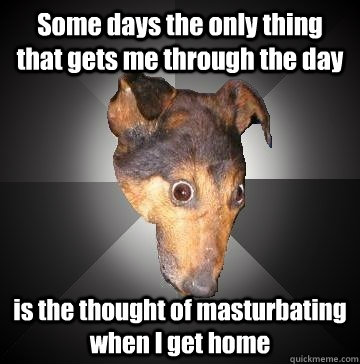 Some days the only thing that gets me through the day is the thought of masturbating when I get home - Some days the only thing that gets me through the day is the thought of masturbating when I get home  Depression Dog
