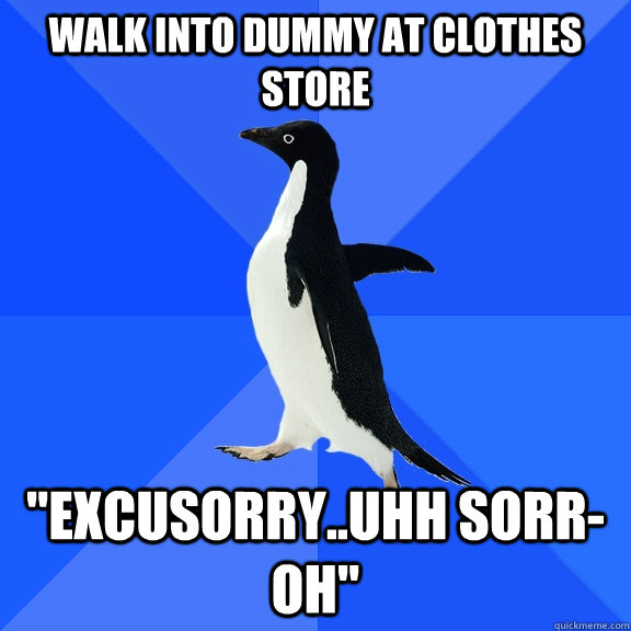walk into dummy at clothes store 