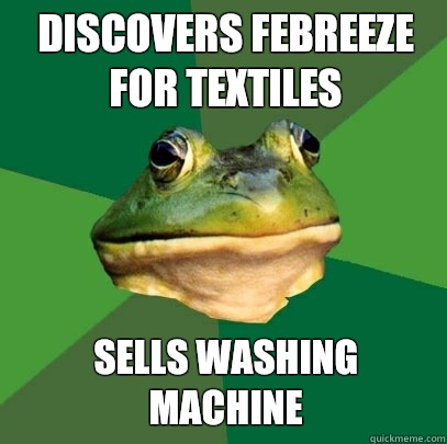 Discovers Febreeze for textiles Sells washing machine  Foul Bachelor Frog