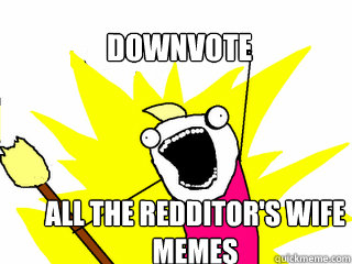 Downvote all the redditor's wife memes  All The Things