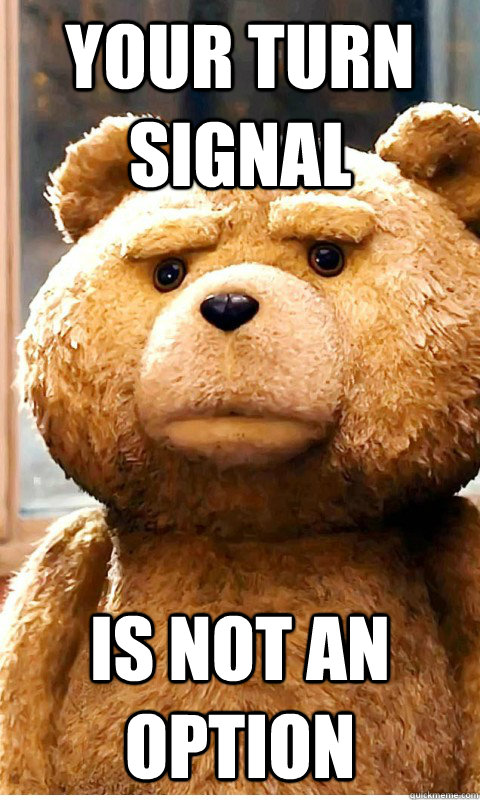 your turn signal is not an option - your turn signal is not an option  Angry Ted