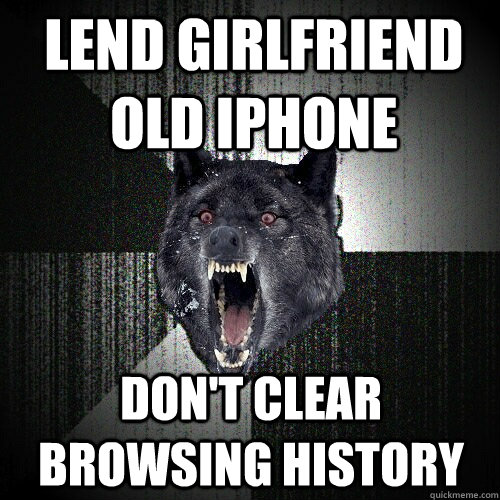 lend girlfriend old iphone don't clear browsing history  Insanity Wolf