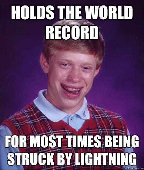 Holds the world record For most times being struck by lightning  Bad Luck Brian