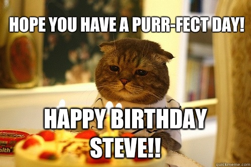 Hope you have a purr-fect day! Happy birthday Steve!! - Hope you have a purr-fect day! Happy birthday Steve!!  Birthday cat