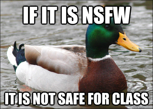 If it is Nsfw It is Not safe for class  Actual Advice Mallard