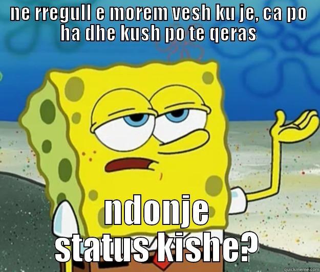 NE RREGULL E MOREM VESH KU JE, CA PO HA DHE KUSH PO TE QERAS NDONJE STATUS KISHE? Tough Spongebob