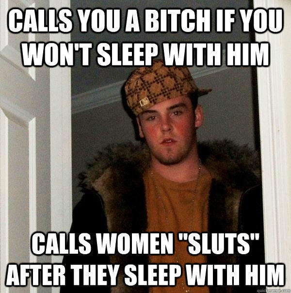 Calls you a bitch if you won't sleep with him Calls women 