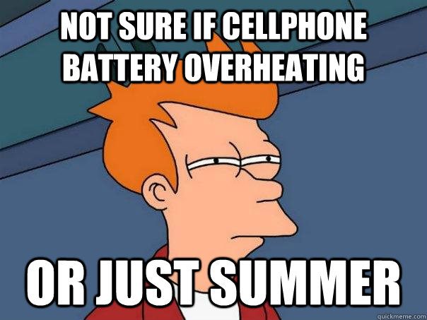 Not sure if cellphone battery overheating Or just summer - Not sure if cellphone battery overheating Or just summer  Futurama Fry