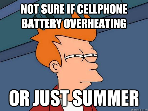 Not sure if cellphone battery overheating Or just summer  Futurama Fry