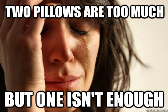 Two Pillows are too much But one isn't enough  First World Problems