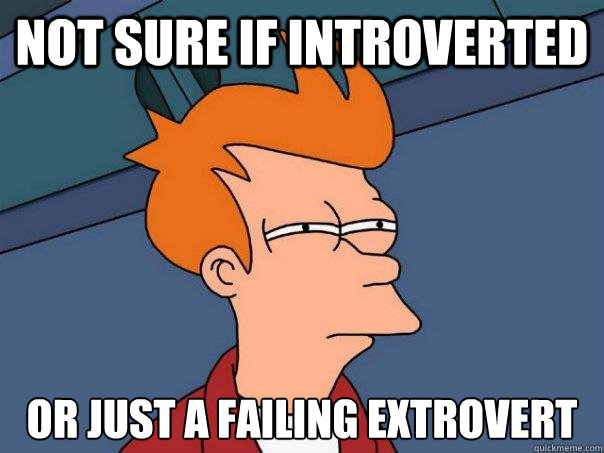 not sure if introverted or just a failing extrovert  Futurama Fry