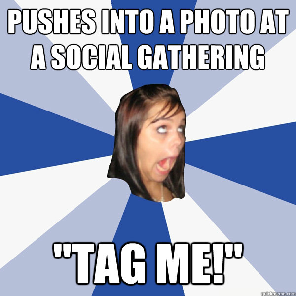 pushes into a photo At a social gathering 