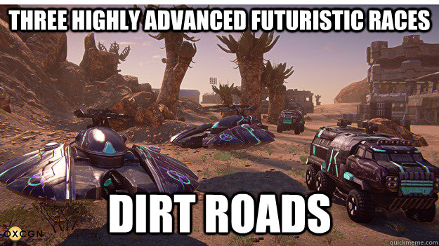 Three highly advanced futuristic races Dirt Roads  