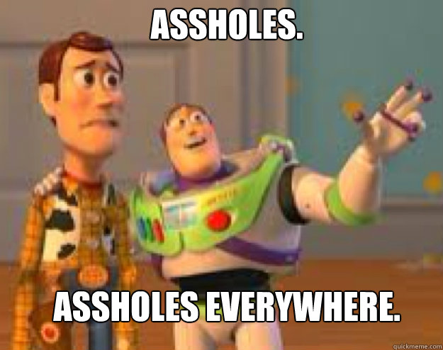 Assholes. Assholes everywhere. - Assholes. Assholes everywhere.  Woody and Buzz everywhere