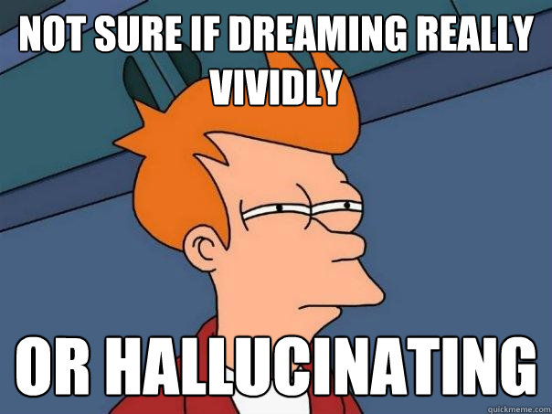 Not sure if dreaming really vividly or hallucinating  - Not sure if dreaming really vividly or hallucinating   Futurama Fry