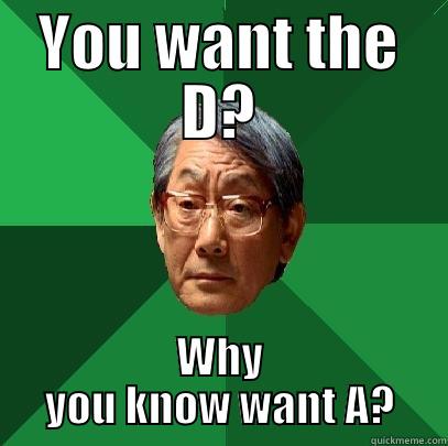 YOU WANT THE D? WHY YOU KNOW WANT A? High Expectations Asian Father