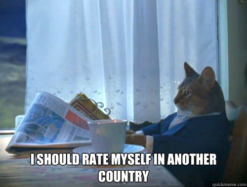  I should rate myself in another country  The One Percent Cat