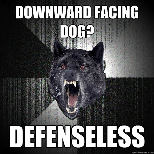 Downward facing dog? Defenseless  Insanity Wolf