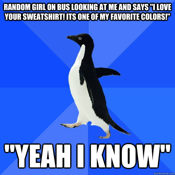 random girl on bus looking at me and says 