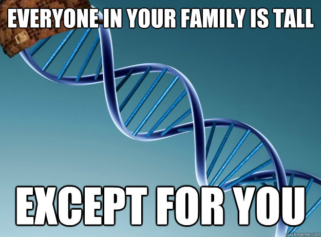 everyone in your family is tall except for you  Scumbag Genetics