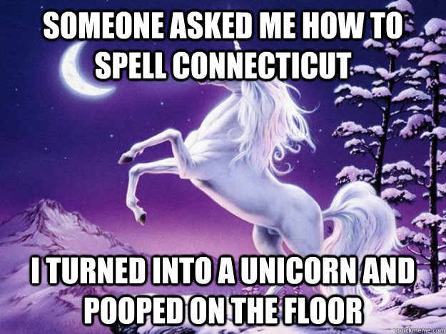 Someone asked me how to spell Connecticut I turned into a unicorn and pooped on the floor - Someone asked me how to spell Connecticut I turned into a unicorn and pooped on the floor  Misc