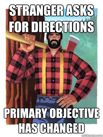 stranger asks for directions Primary objective has changed  Average Canadian