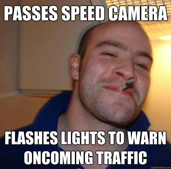 Passes speed camera flashes lights to warn traffic Misc