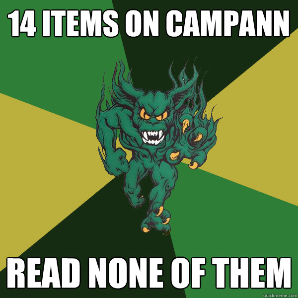 14 items on campann read none of them  Green Terror