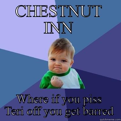 CHESTNUT INN WHERE IF YOU PISS TERI OFF YOU GET BARRED Success Kid
