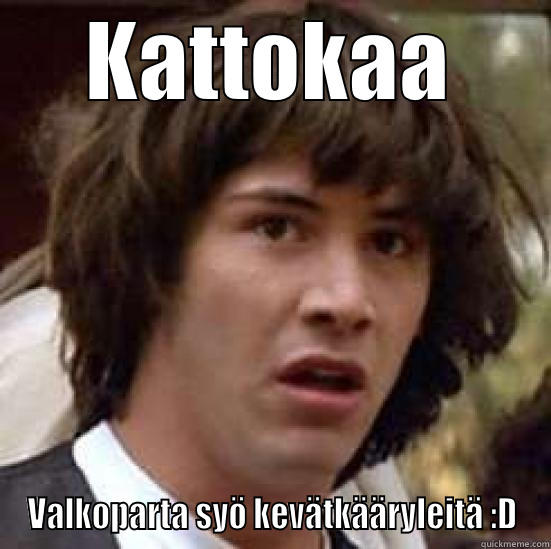 KATTOKAA VALKOPARTA SYÖ KEVÄTKÄÄRYLEITÄ :D conspiracy keanu