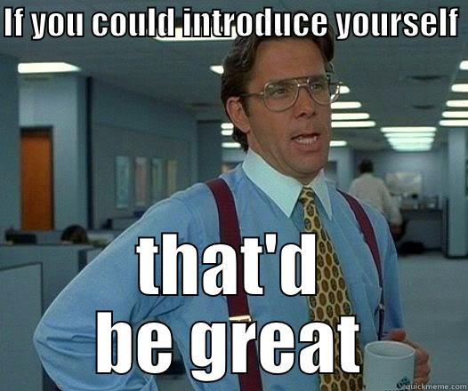 If you could introduce your self  - IF YOU COULD INTRODUCE YOURSELF  THAT'D BE GREAT Office Space Lumbergh