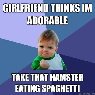 Girlfriend thinks im adorable take that hamster eating spaghetti  Success Kid