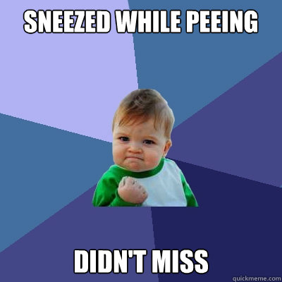 sneezed while peeing didn't miss  Success Kid